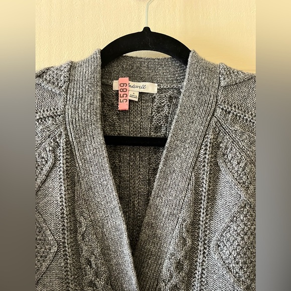 Madewell Cable-Knit Cropped Cardigan in Heather Graphite - Picture 8 of 9